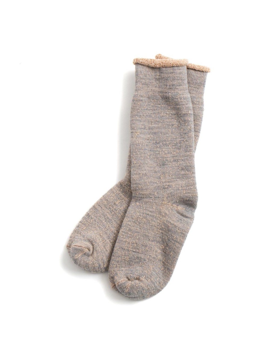 RoToTo Double Face Crew Socks Merino Wool & Organic Cotton Gray / Brown | Socks