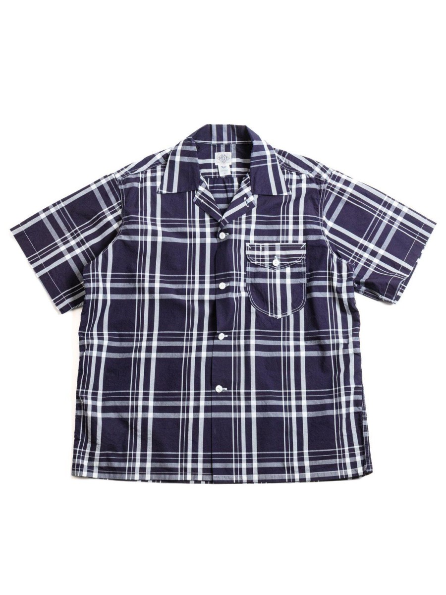 Post O’alls New Basic S/S Shirt Indigo Check 1 | Shirts