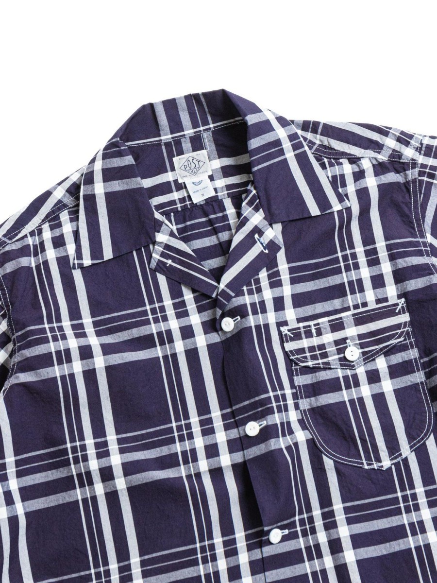 Post O’alls New Basic S/S Shirt Indigo Check 1 | Shirts