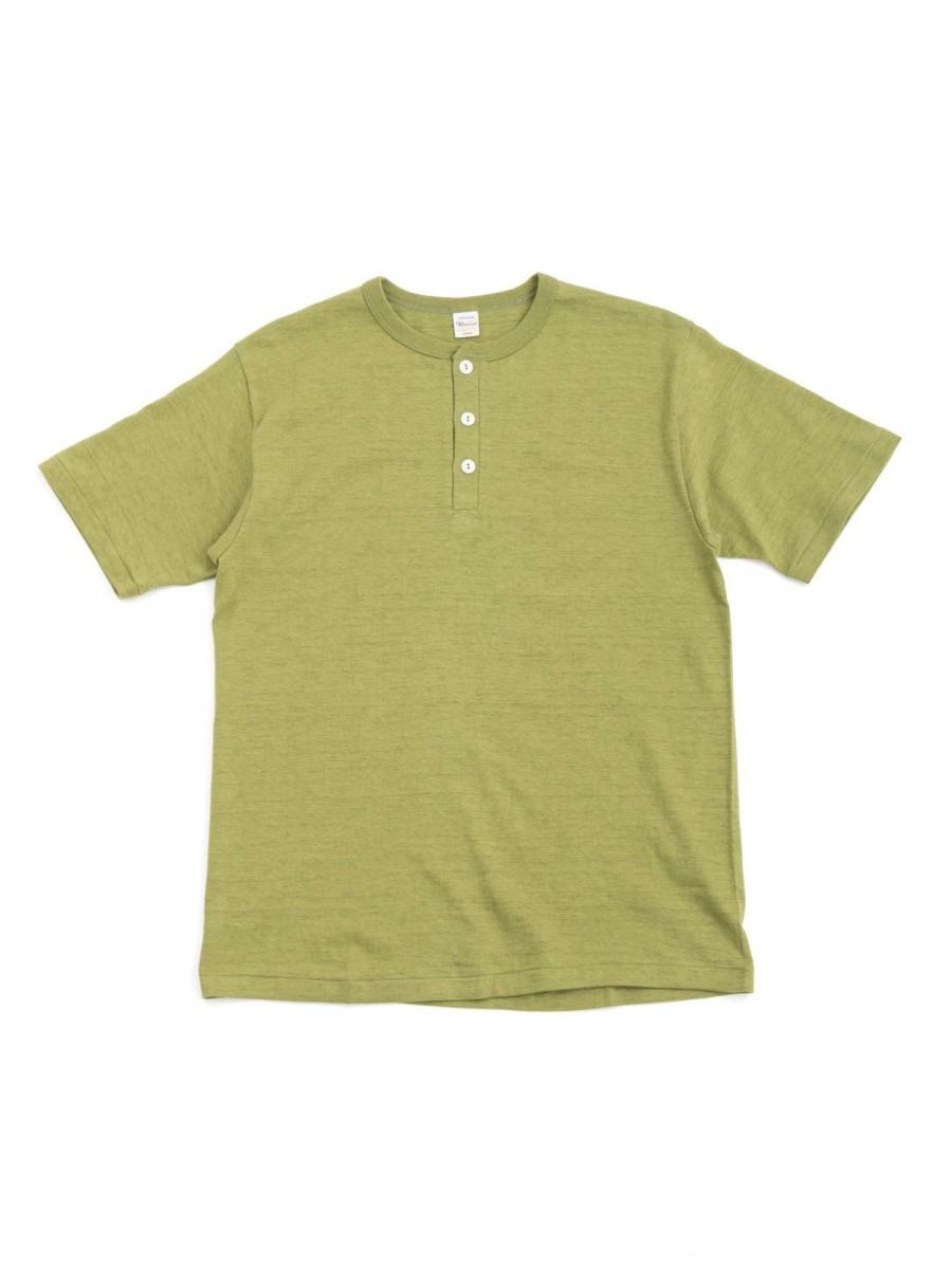 Warehouse & Co Lot 4601 Henley Neck T Grass Green | T Shirt S/S Henley