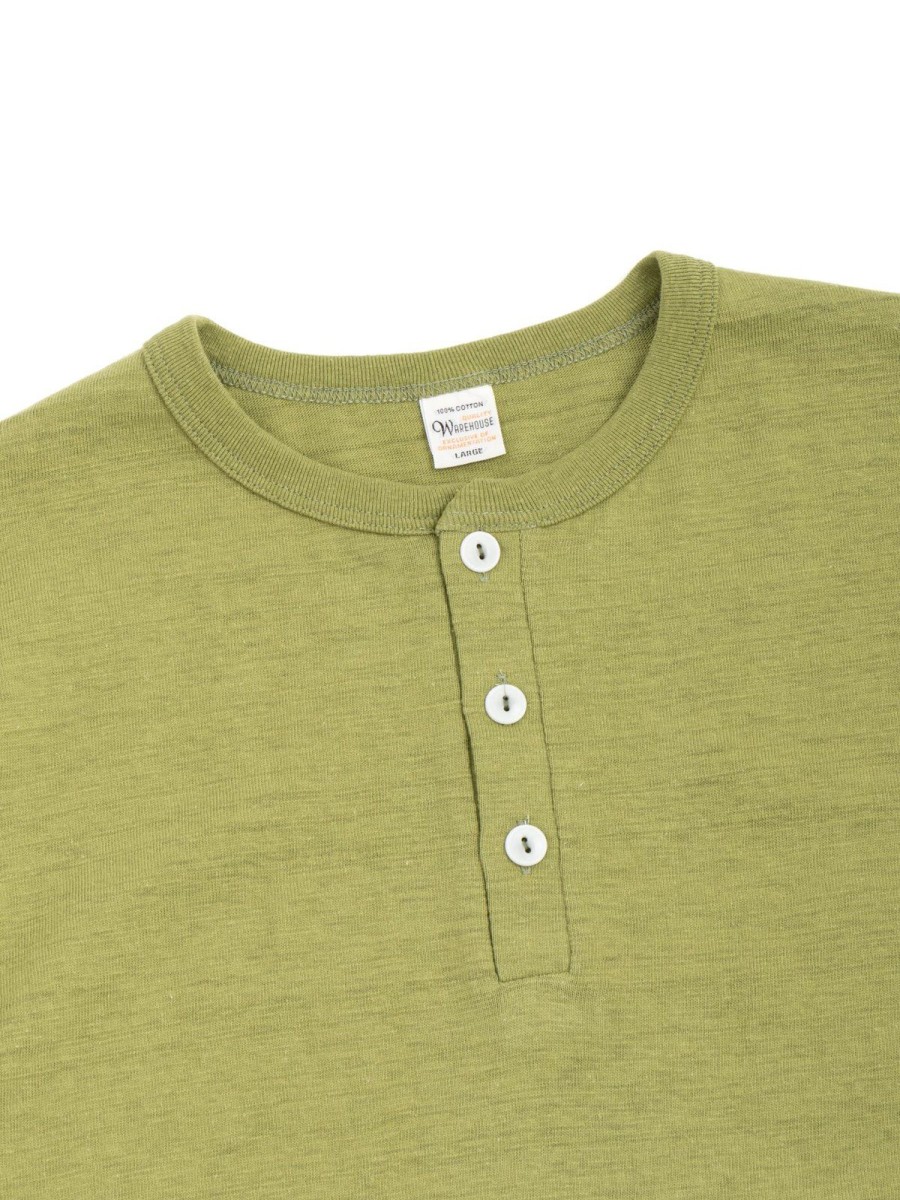 Warehouse & Co Lot 4601 Henley Neck T Grass Green | T Shirt S/S Henley