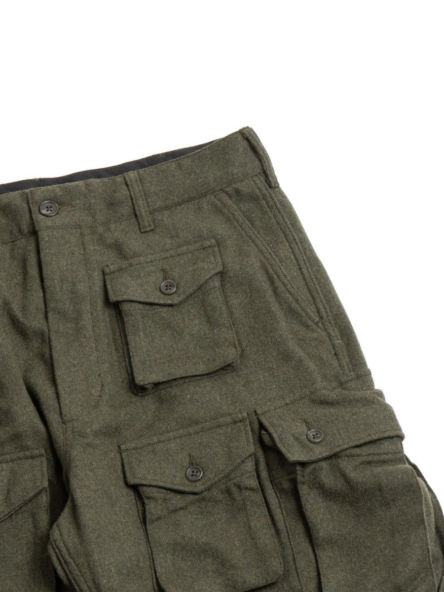 Engineered Garments Fa Pant Olive Solid Poly Wool Flannel | Trousers