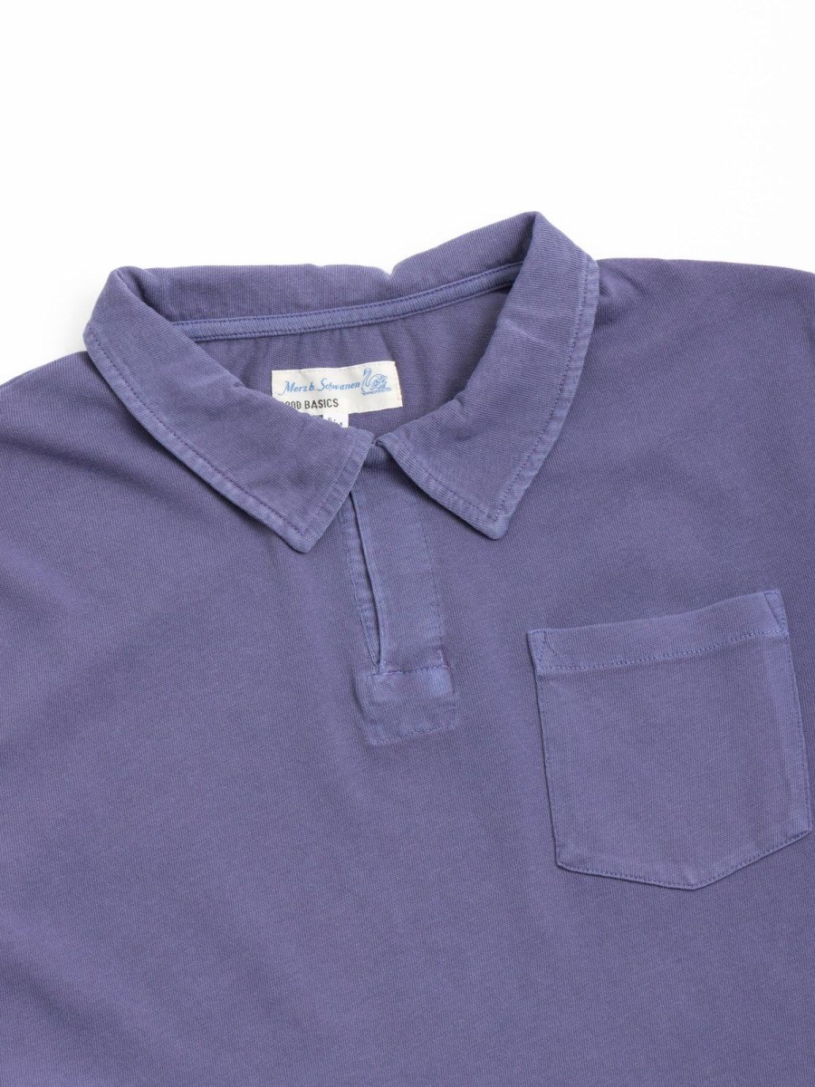 Merz B. Schwanen Good Basics Plp04 Polo Shirt Washed Puple Blue | T Shirts S/S