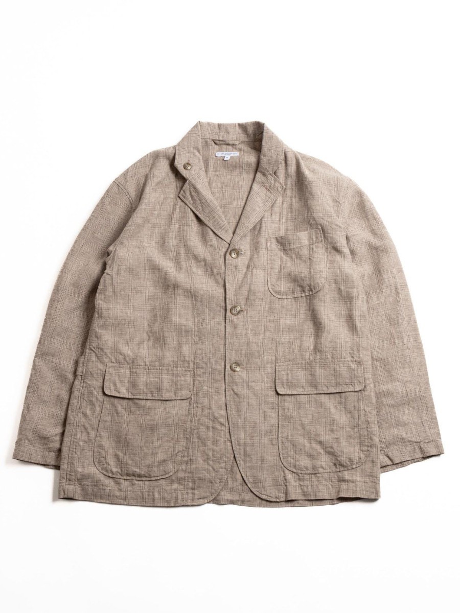 Engineered Garments Loiter Jacket Beige Linen Glen Plaid | Jackets