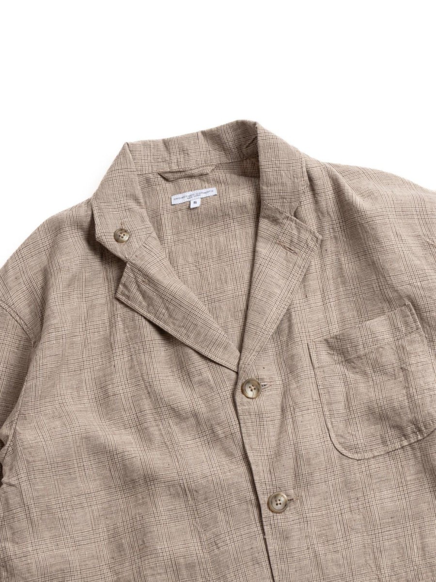 Engineered Garments Loiter Jacket Beige Linen Glen Plaid | Jackets