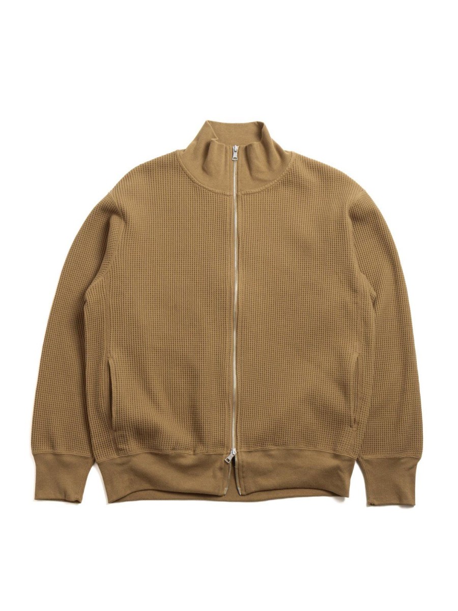 *A Vontade Big Waffle Drivers Zip Cardigan Coyote | Knitwear