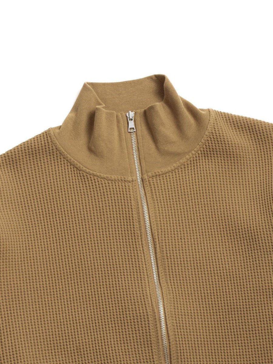 *A Vontade Big Waffle Drivers Zip Cardigan Coyote | Knitwear