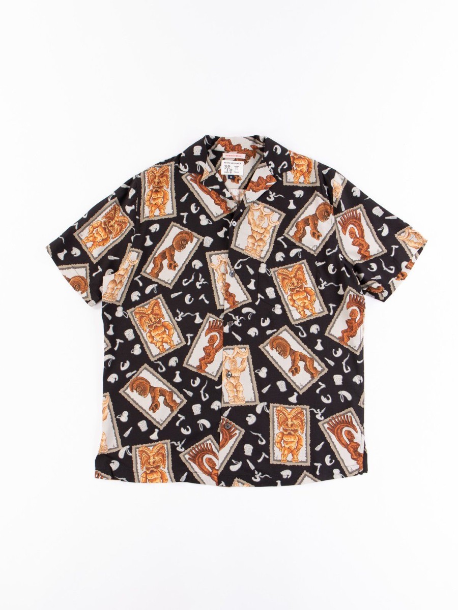 Reyn Spooner For The Bureau Black Hawaiian Tikis Rayon Camp Shirt | Shirts