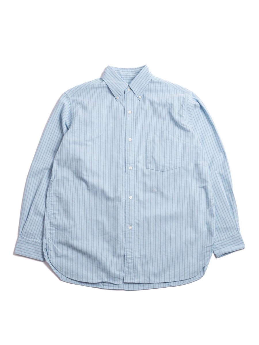 Nanamica Button Down Stripe Wind Shirt Sax | Shirts