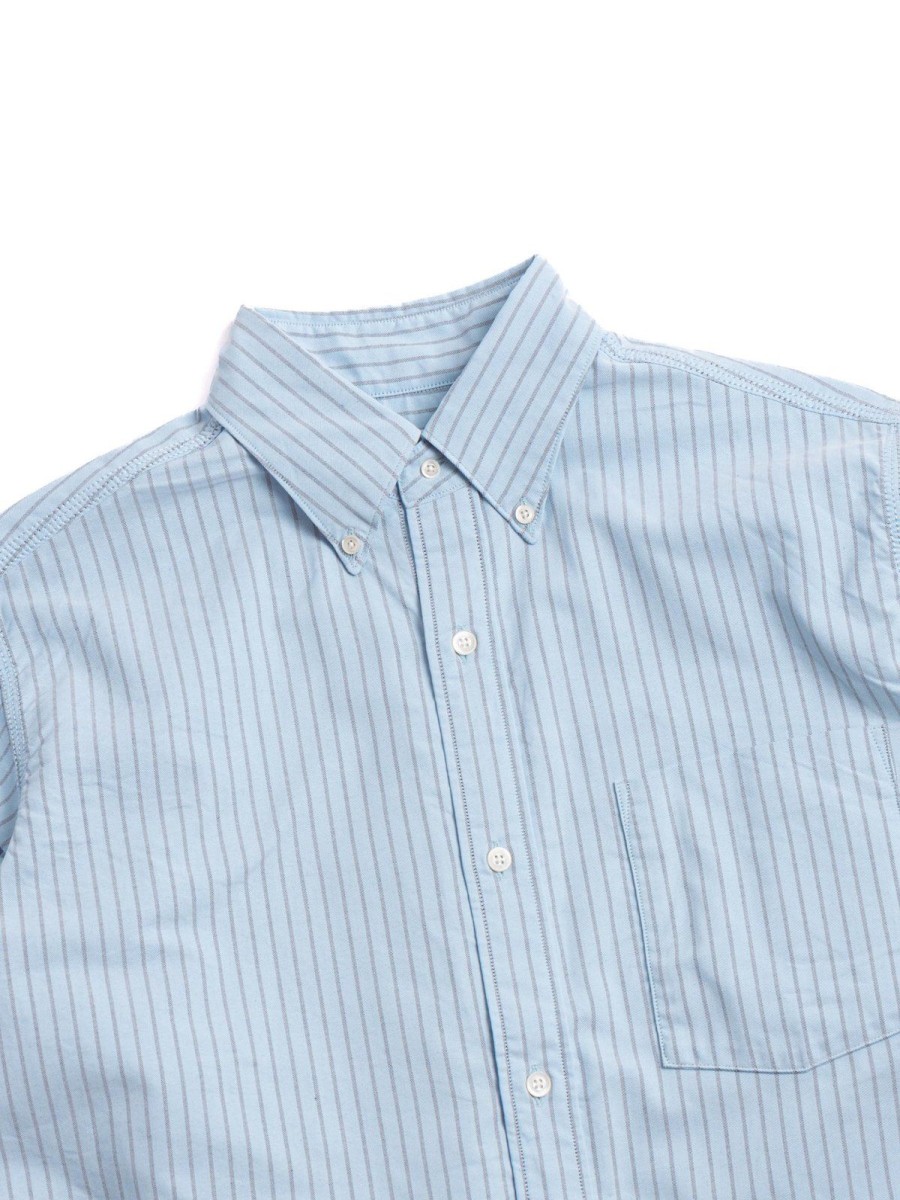 Nanamica Button Down Stripe Wind Shirt Sax | Shirts