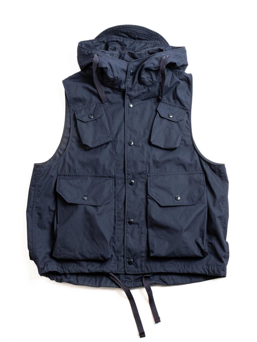 Engineered Garments Field Vest Navy Cotton Duracloth Poplin | Vests & Aprons