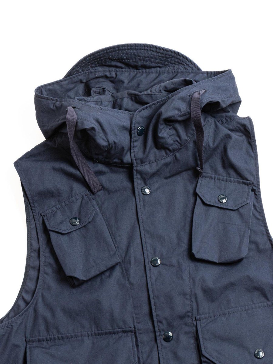 Engineered Garments Field Vest Navy Cotton Duracloth Poplin | Vests & Aprons