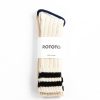 RoToTo Low Raw 2 Stripes Crew Socks Ecru/Black | Socks