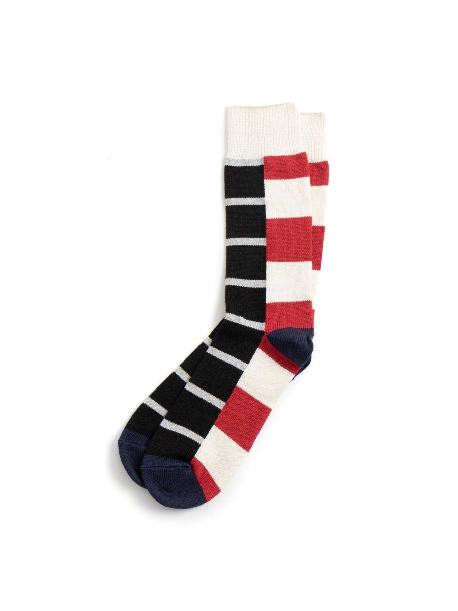 RoToTo Multi Rugger Pattern Crew Socks Red/Wht/Nvy | Socks