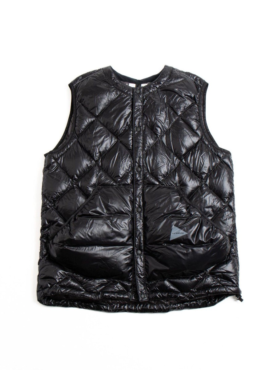 and wander Diamond Stitch Down Vest Black | Outerwear