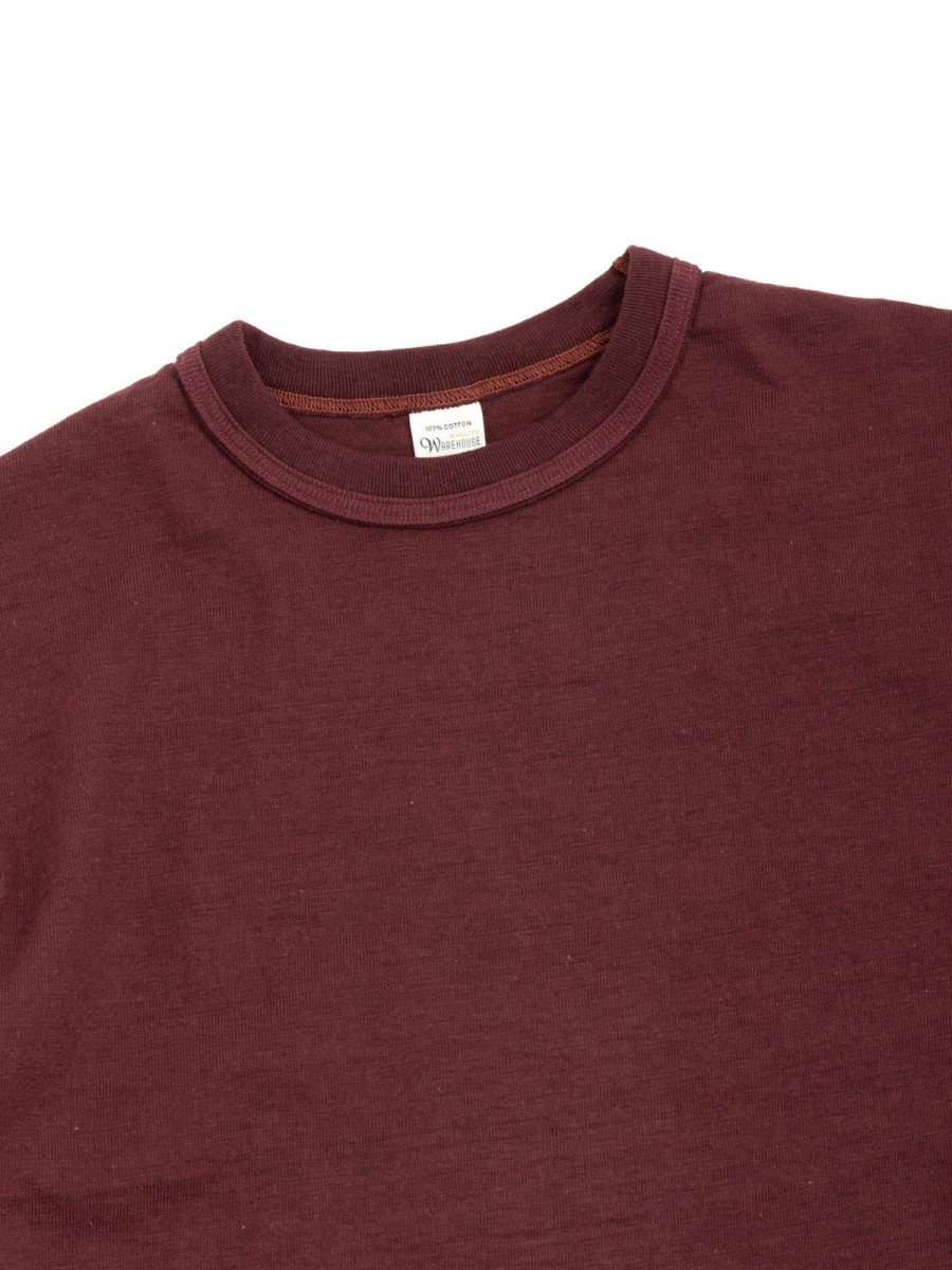 Warehouse & Co Lot 4601 No Print T Shirt Bordeaux | T Shirts S/S