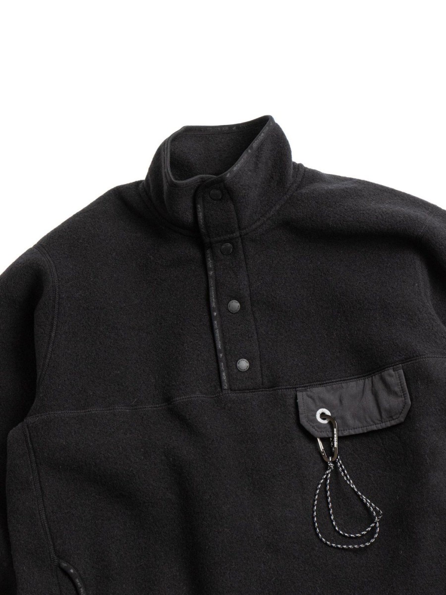 and wander Wool Fleece Pullover Black | Outerwear