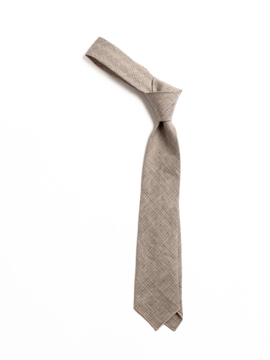 Engineered Garments Neck Tie Beige Linen Glen Plaid | Ties & Pocket Squares