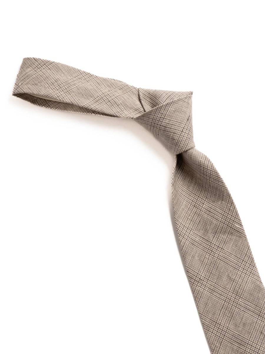 Engineered Garments Neck Tie Beige Linen Glen Plaid | Ties & Pocket Squares