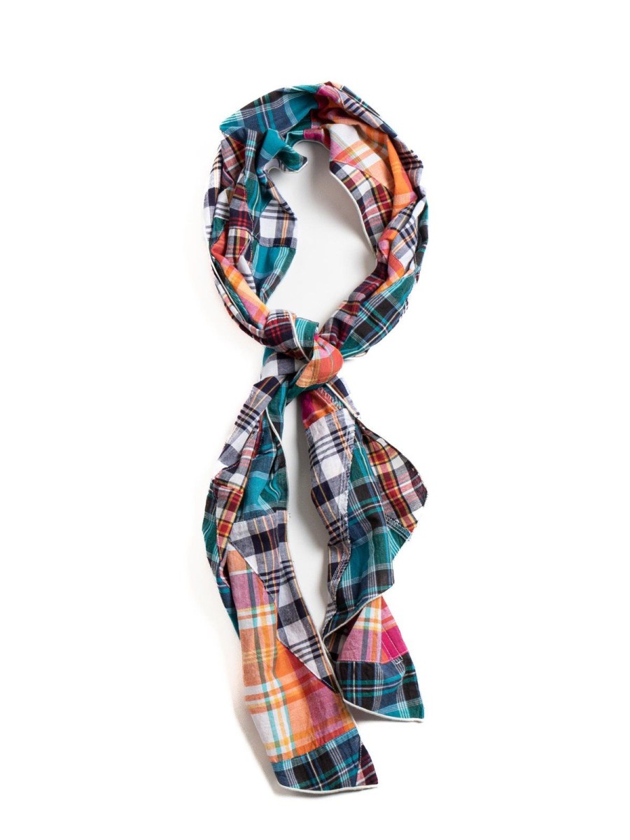 Engineered Garments Long Scarf Multi Color Patchwork Triangle Plaid | Scarves & Shawls