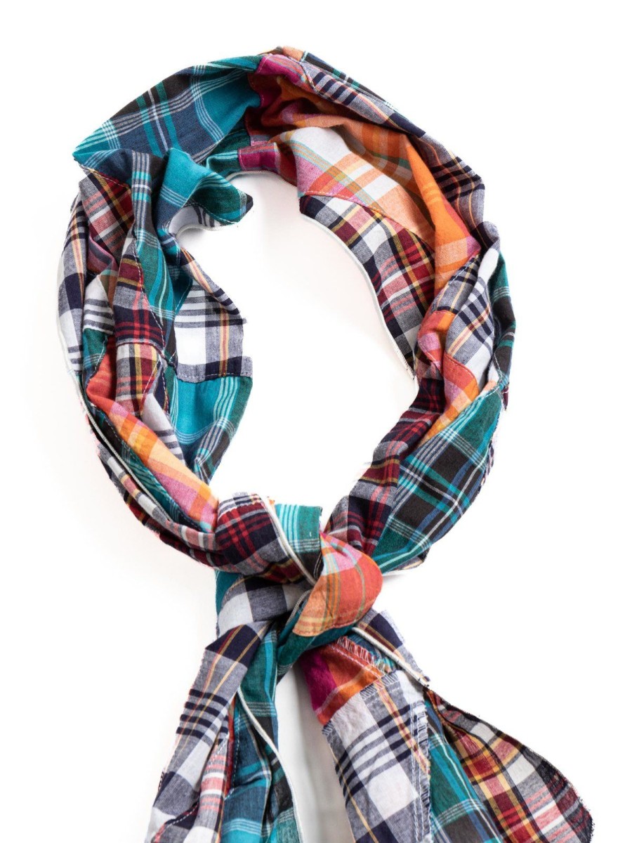 Engineered Garments Long Scarf Multi Color Patchwork Triangle Plaid | Scarves & Shawls