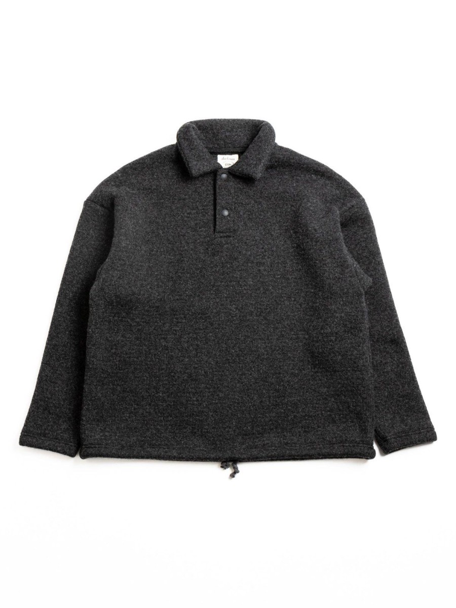 Jackman Wool Himo Polo Heather Black | Knitwear