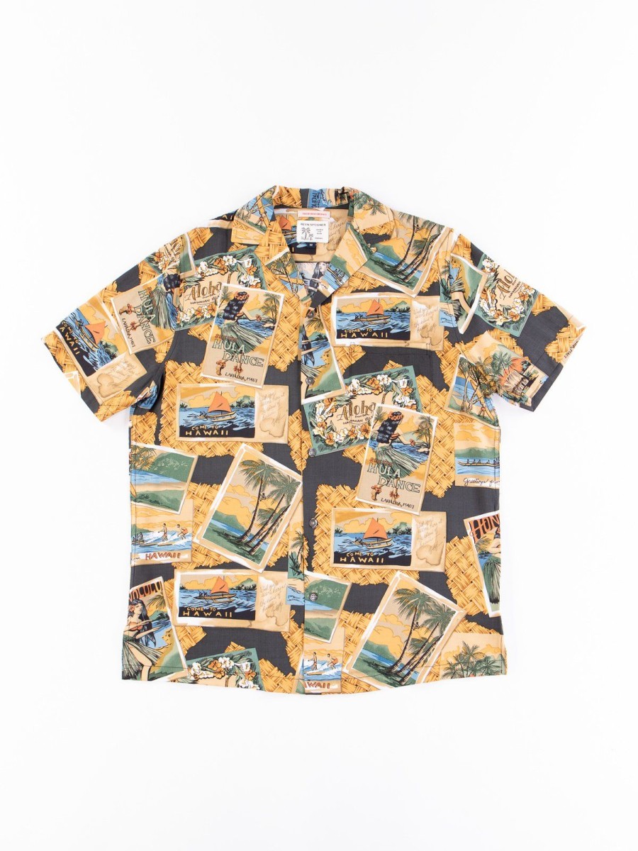 Reyn Spooner For The Bureau Black Greetings From Hawaii Rayon Camp Shirt | Shirts