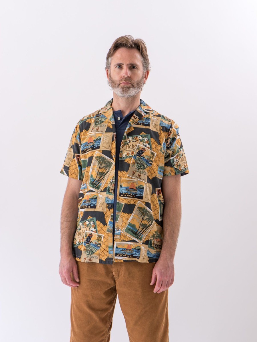 Reyn Spooner For The Bureau Black Greetings From Hawaii Rayon Camp Shirt | Shirts