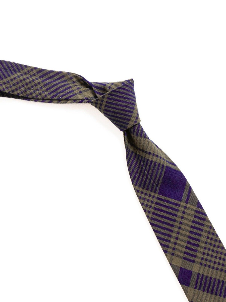 Engineered Garments Neck Tie Navy/Olive Cotton Plaid | Ties & Pocket Squares