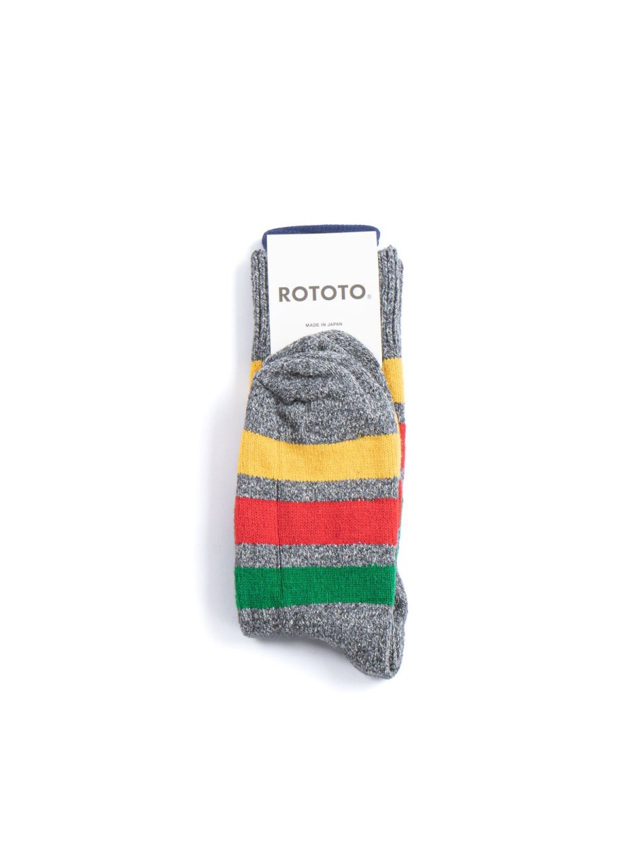 RoToTo Park Stripe Crew Socks Charcoal | Socks