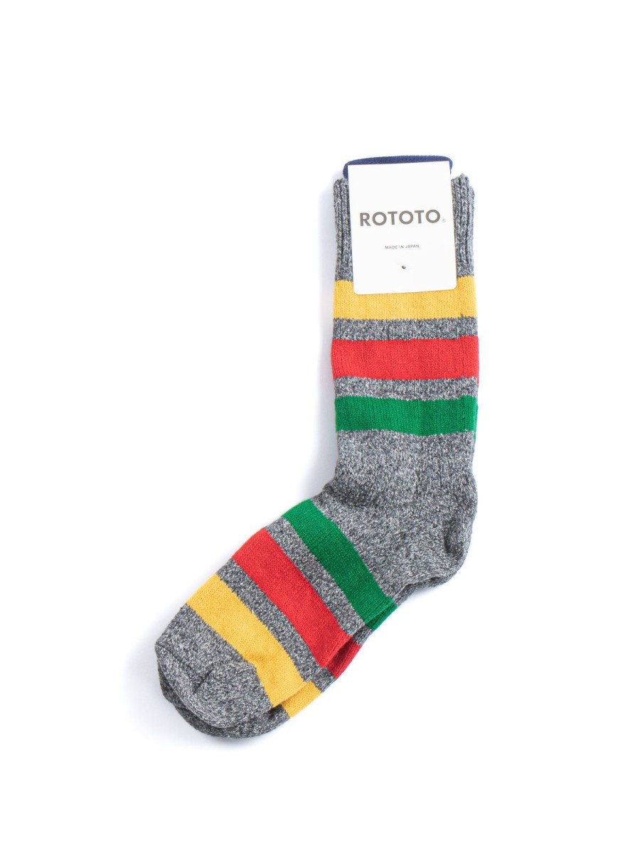 RoToTo Park Stripe Crew Socks Charcoal | Socks