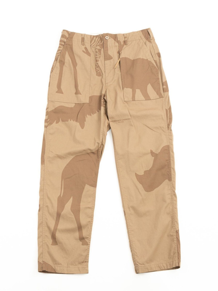 Engineered Garments Fatigue Pant Khaki Animal Print Cotton Flat Twill | Trousers