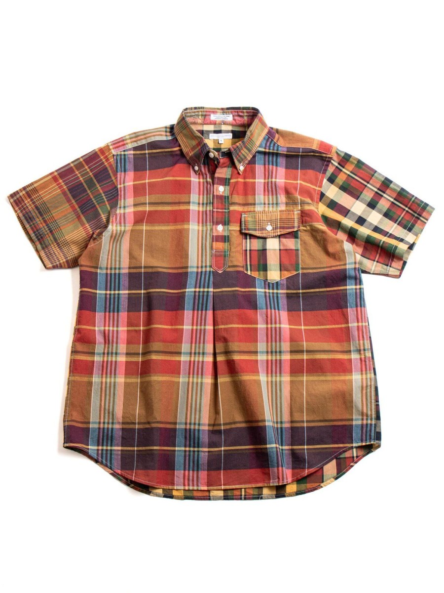 Engineered Garments Popover Db Shirt Red/Khaki Cotton Big Plaid | Shirts