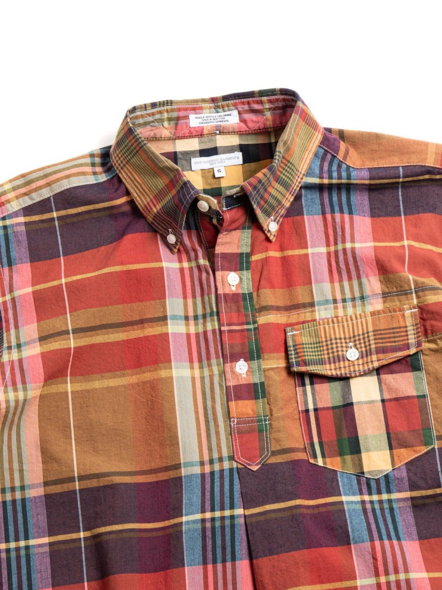 Engineered Garments Popover Db Shirt Red/Khaki Cotton Big Plaid | Shirts