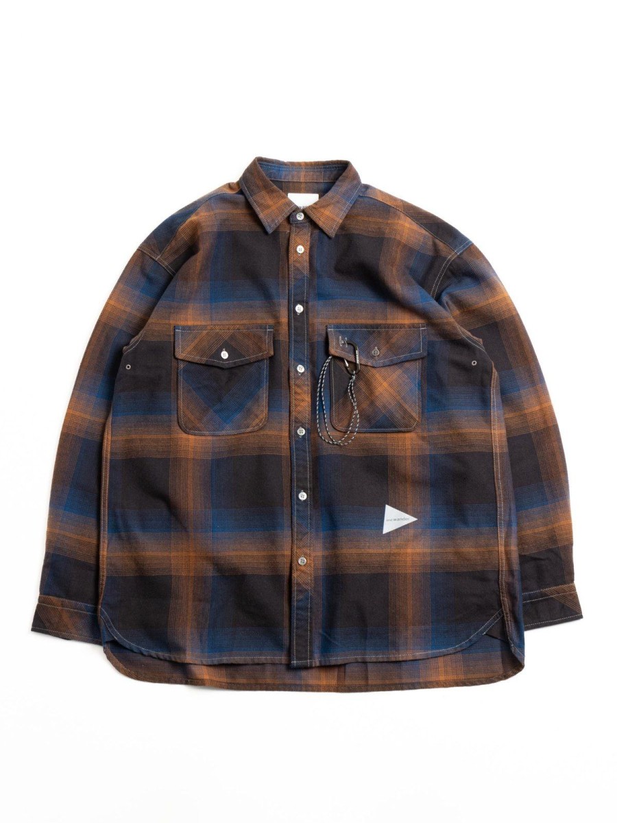 and wander Thermonel Check Shirt Navy | Shirts