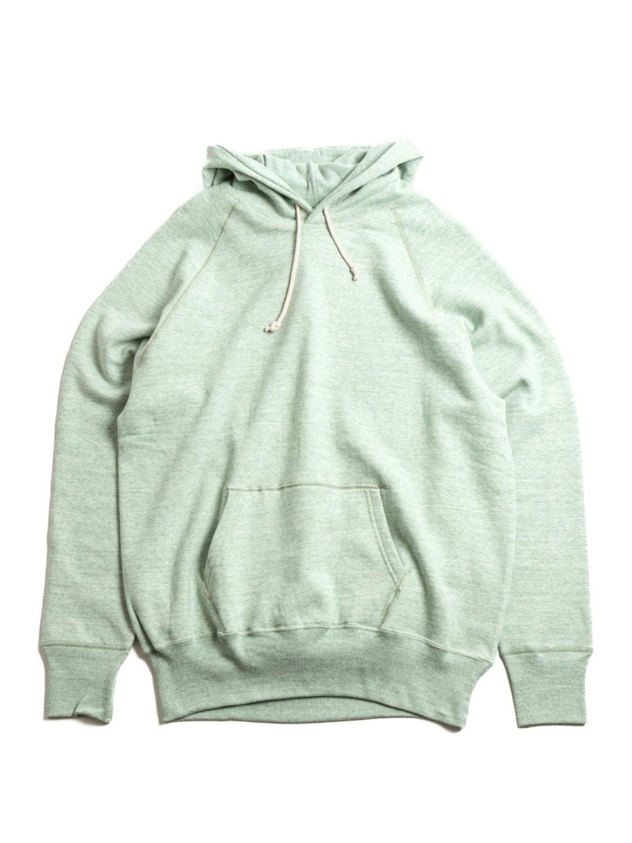 DENIME 88/12 Heather 4 Needle Raglan Hoodie Green | Sweatshirt & Hoodies