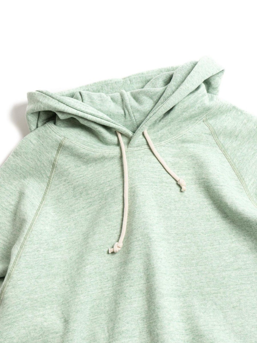 DENIME 88/12 Heather 4 Needle Raglan Hoodie Green | Sweatshirt & Hoodies