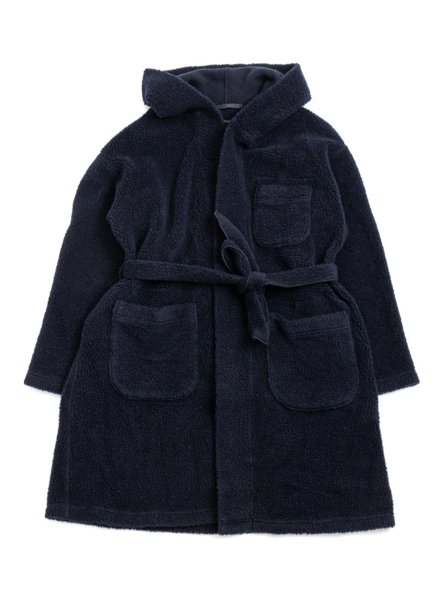 Engineered Garments Knit Robe Navy Wool Poly Shaggy Knit | Home