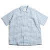 Post O’alls Neutra 4 S/S Linen Check Block Slate Blue | Shirts