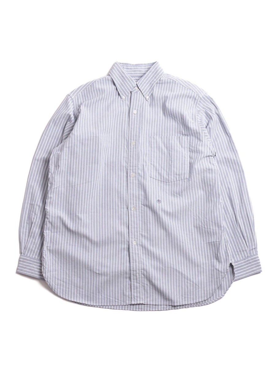 Nanamica Button Down Stripe Wind Shirt Navy | Shirts