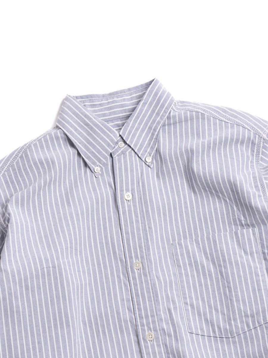 Nanamica Button Down Stripe Wind Shirt Navy | Shirts