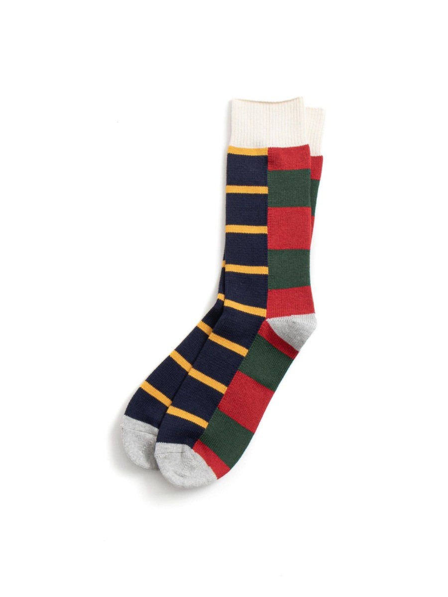 RoToTo Multi Rugger Pattern Crew Socks Red/Grn/Gry | Socks