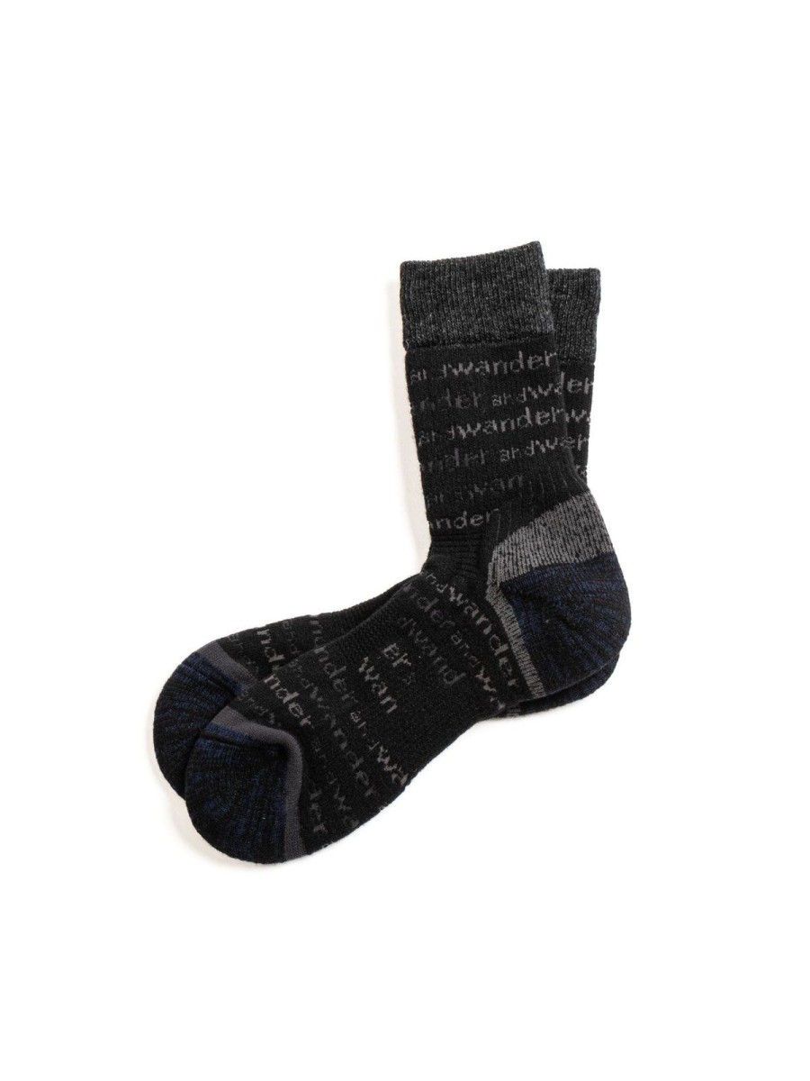 and wander And Wander Wool Sock Black | Socks