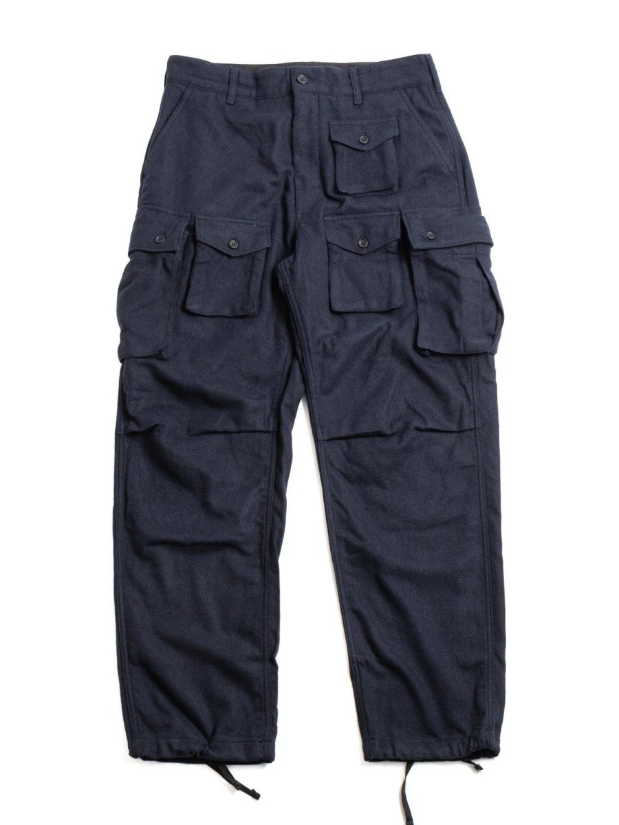 Engineered Garments Fa Pant Navy Solid Poly Wool Flannel | Trousers