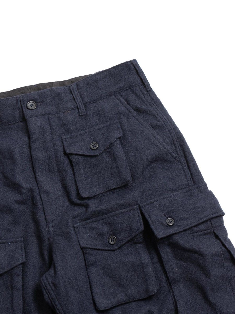 Engineered Garments Fa Pant Navy Solid Poly Wool Flannel | Trousers