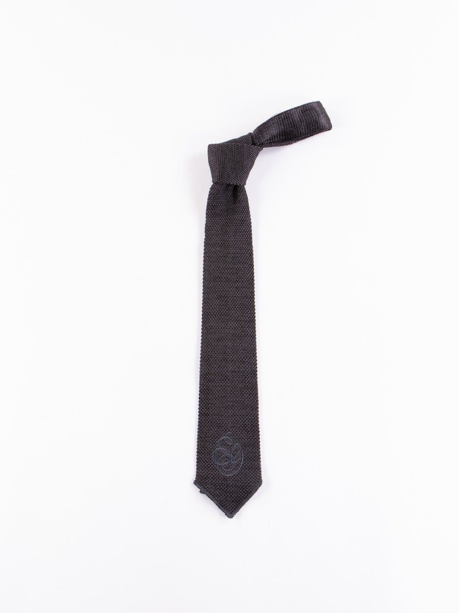 Engineered Garments Charcoal Silk Embroidery Knit Tie | Ties & Pocket Squares