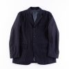 Engineered Garments Dark Navy Wool Chalk Stripe Lawrence Jacket | Outerwear