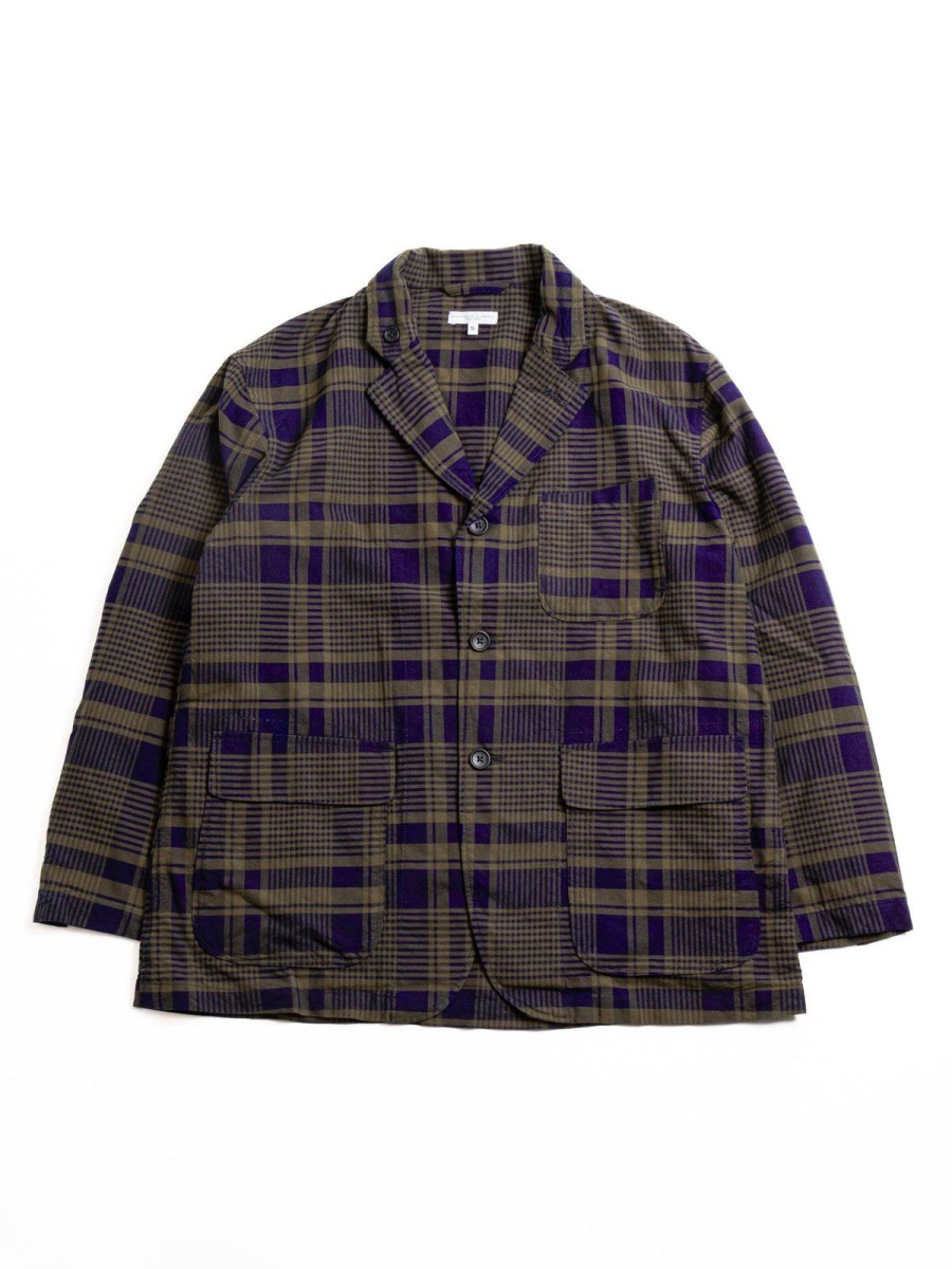 Engineered Garments Loiter Jacket Navy/Olive Cotton Plaid | Jackets