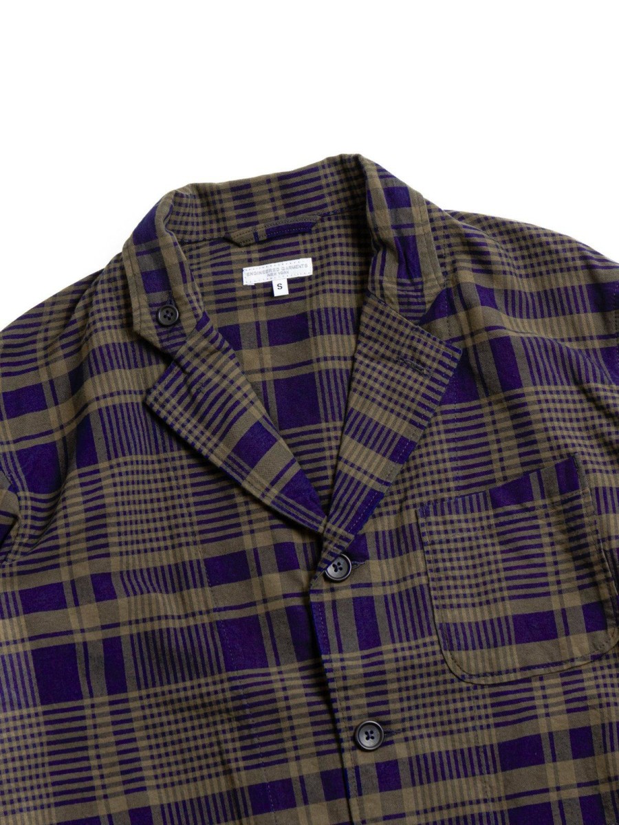 Engineered Garments Loiter Jacket Navy/Olive Cotton Plaid | Jackets