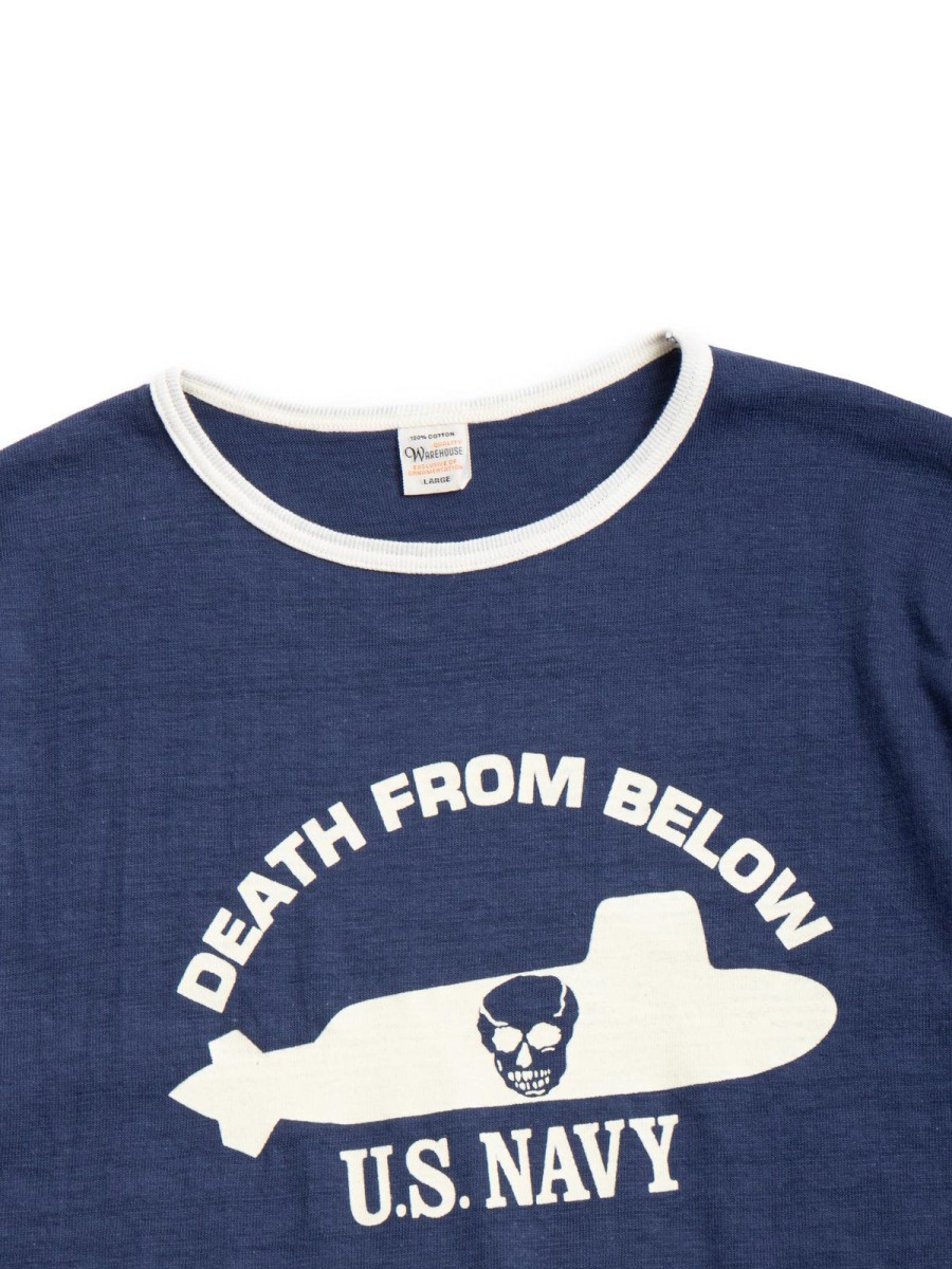 Warehouse & Co Lot 4059 Death From Below Navy/Cream | T Shirt S/S Print